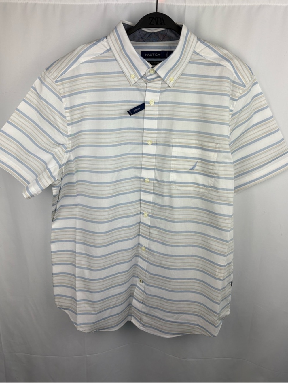 Nautica Short-Sleeve Button-Down Stripe Shirt